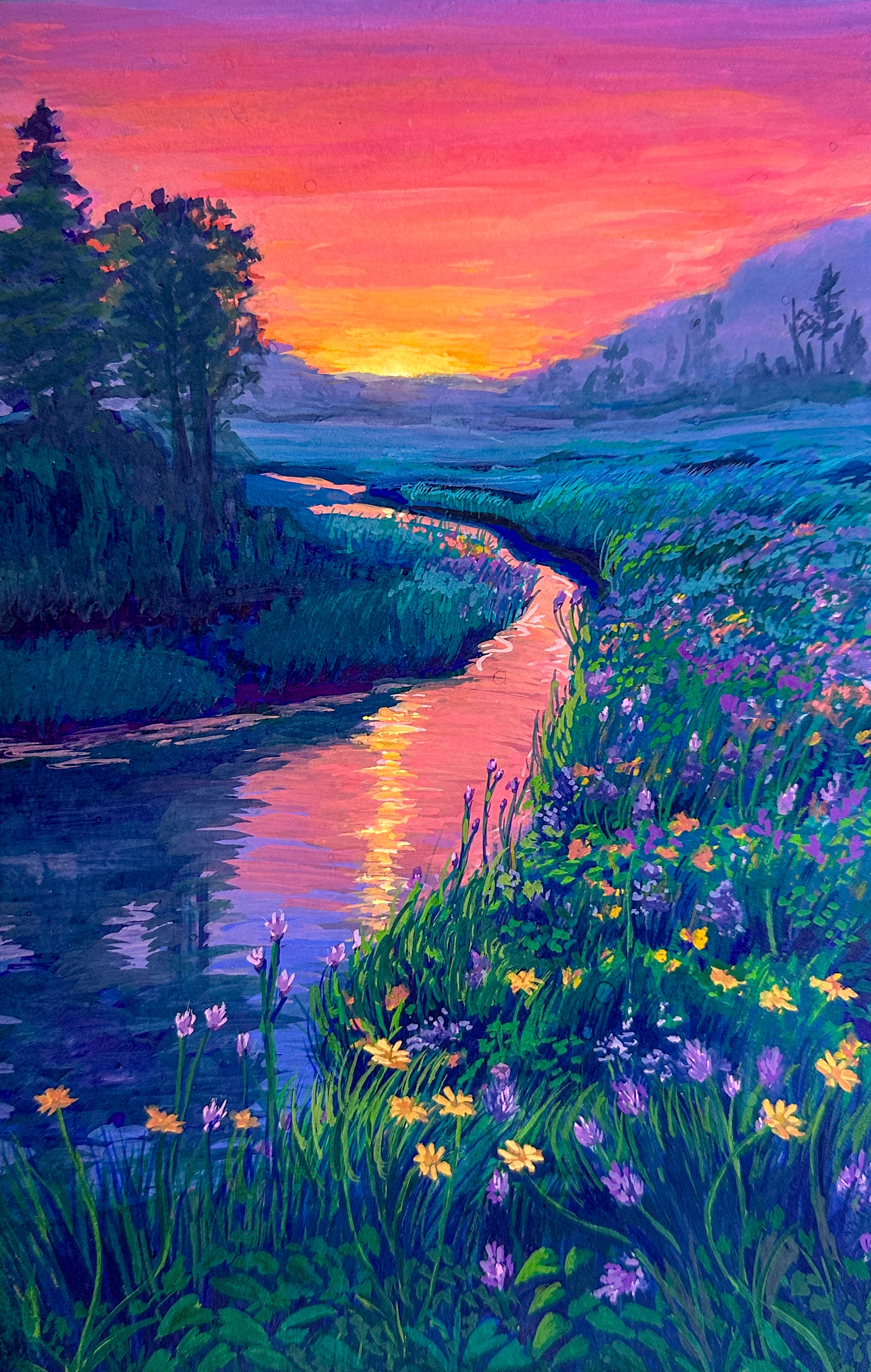 Sunset River Scene Print