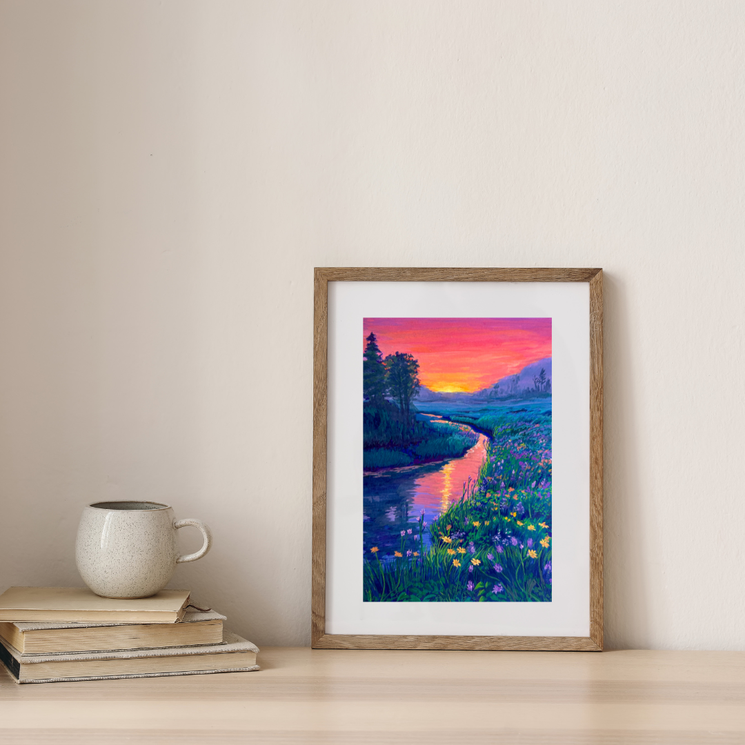 Sunset River Scene Print