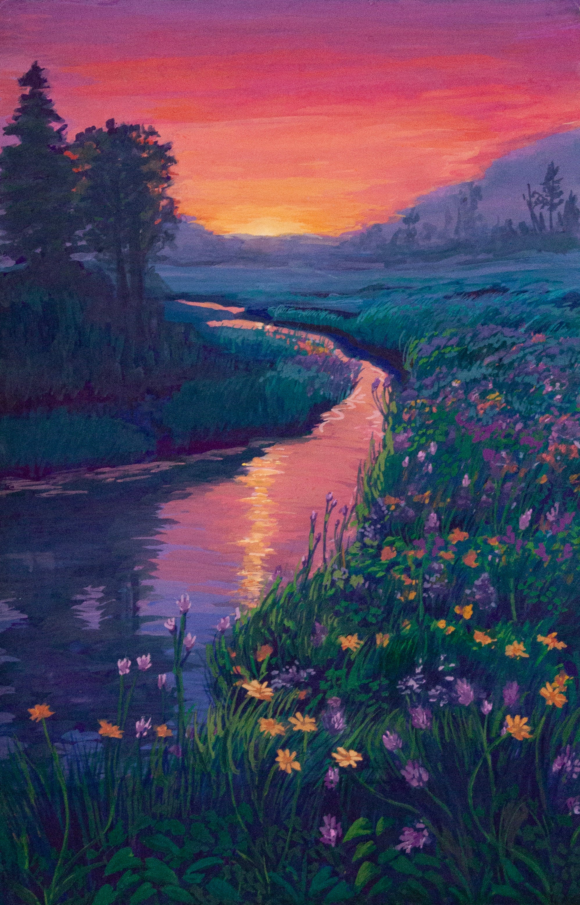 Sunset River Scene Print